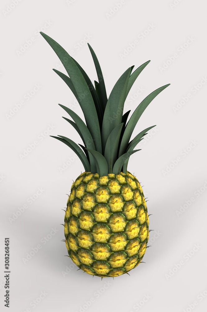 Ripe pineapple. 3D illustration Ripe pineapple. 3D illustration
