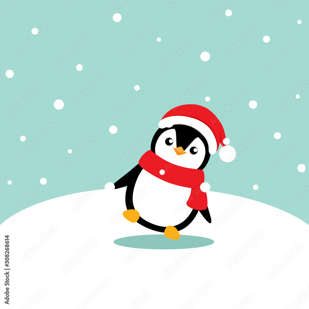 Penguin. Christmas background. Christmas Greeting Card. Vector illustration. Penguin. Christmas background. Christmas Greeting Card. Vector illustration.
