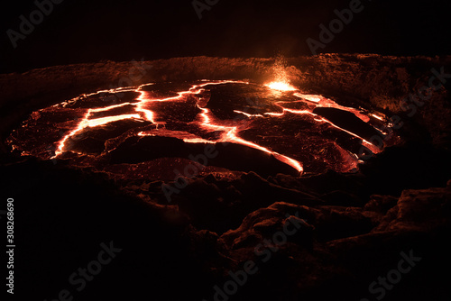 Erta Ale lava lake at night