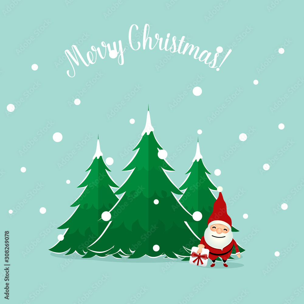 Santa Claus. Christmas background. Christmas Greeting Card. Vector illustration.