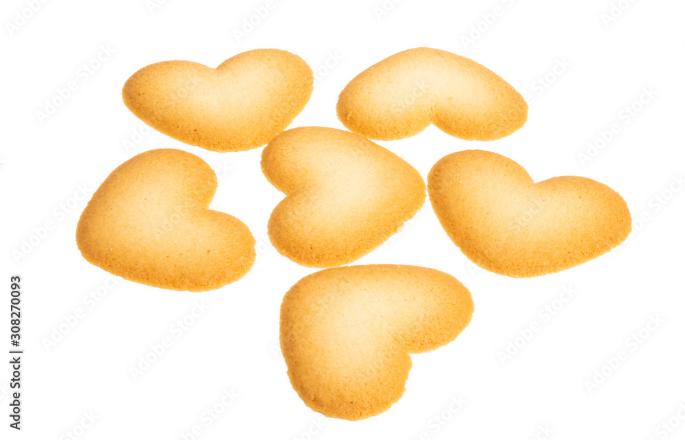 butter cookies hearts isolated