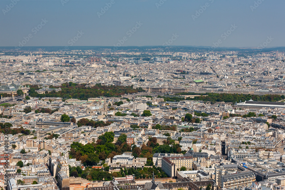 Paris cityscape, Invalides area south of Seine River, France