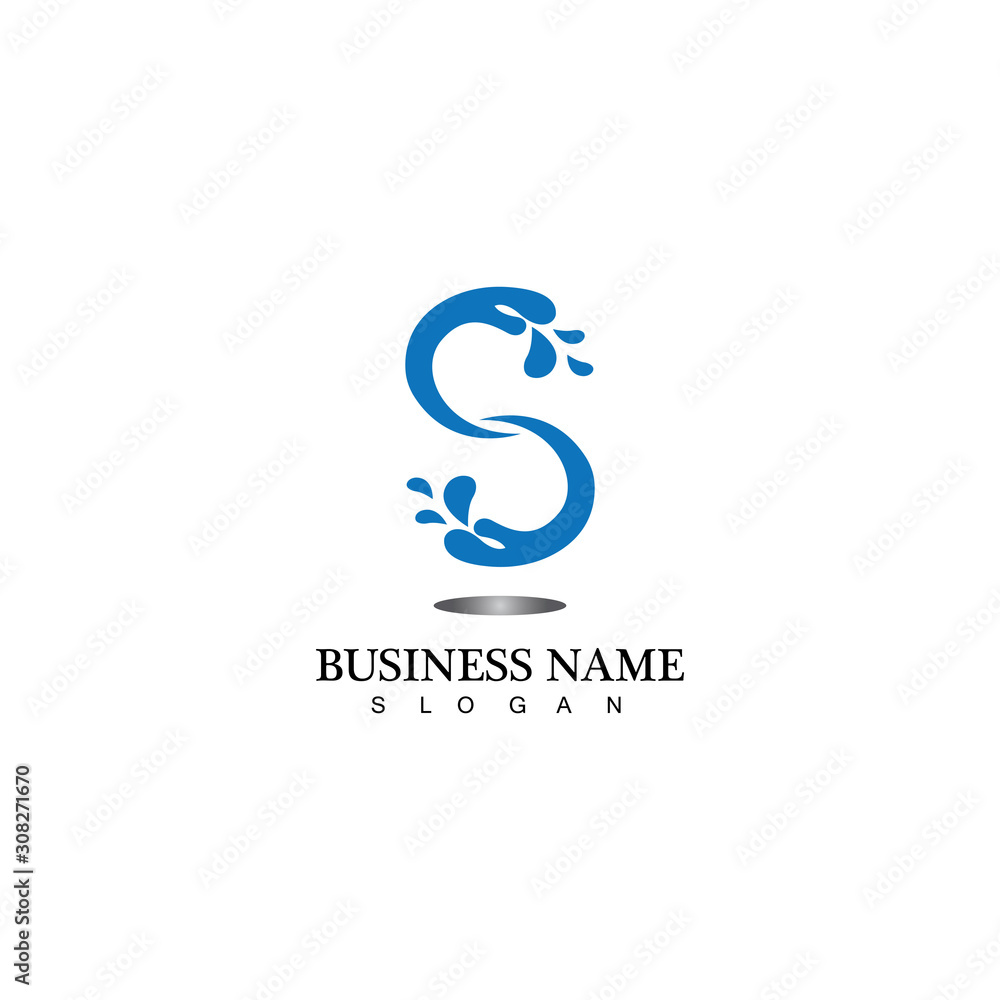 S letter water splash logo design template S letter water splash logo design template