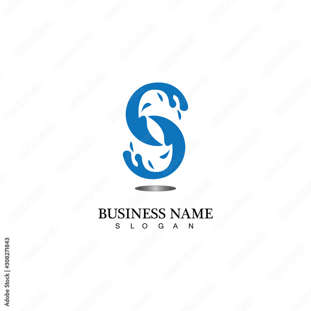 Obraz premium S letter water splash logo design template