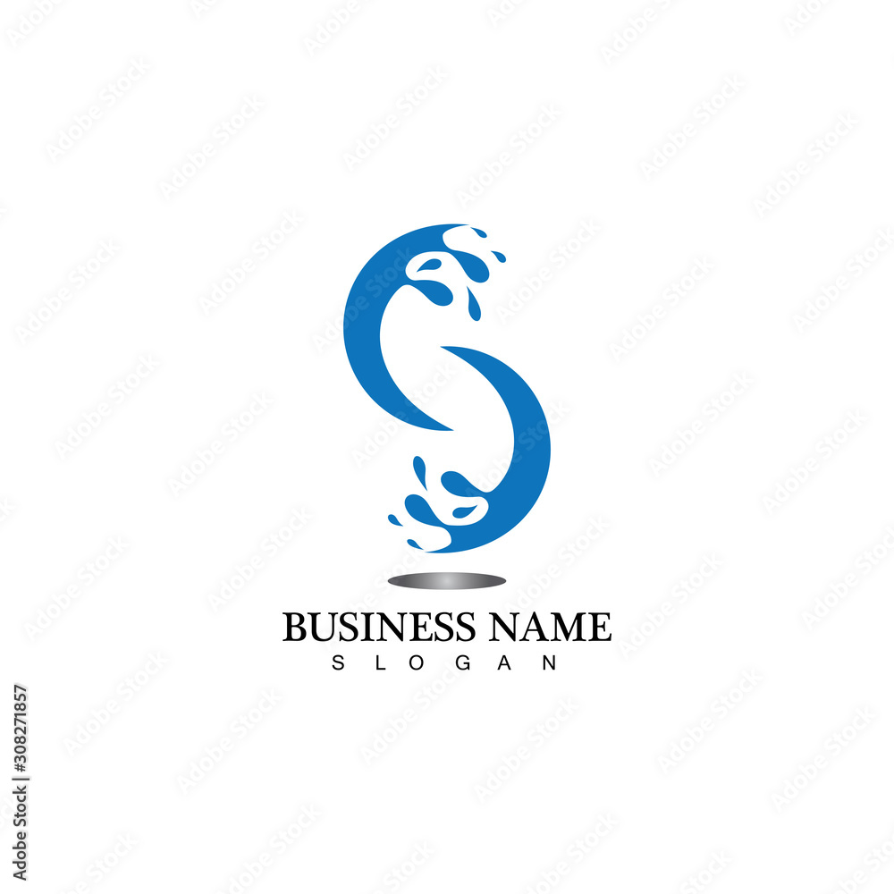 Fototapeta premium S letter water splash logo design template