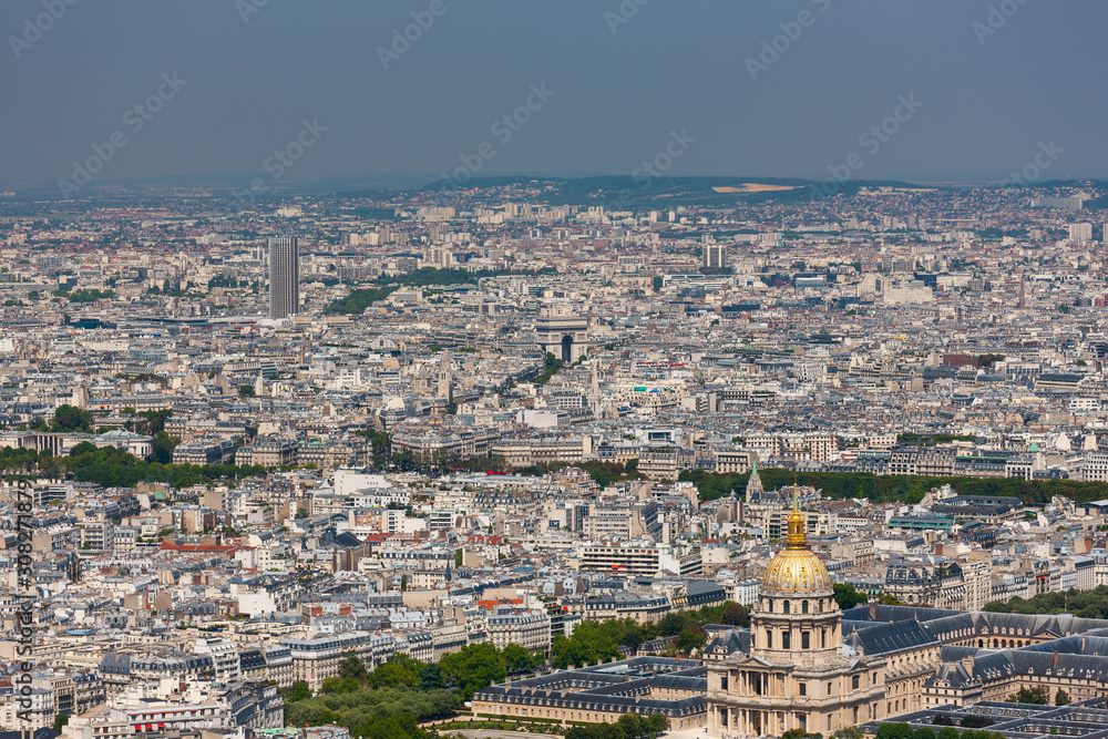 Paris cityscape, Napoleon's Tomb and central Arc de Triomphe, France