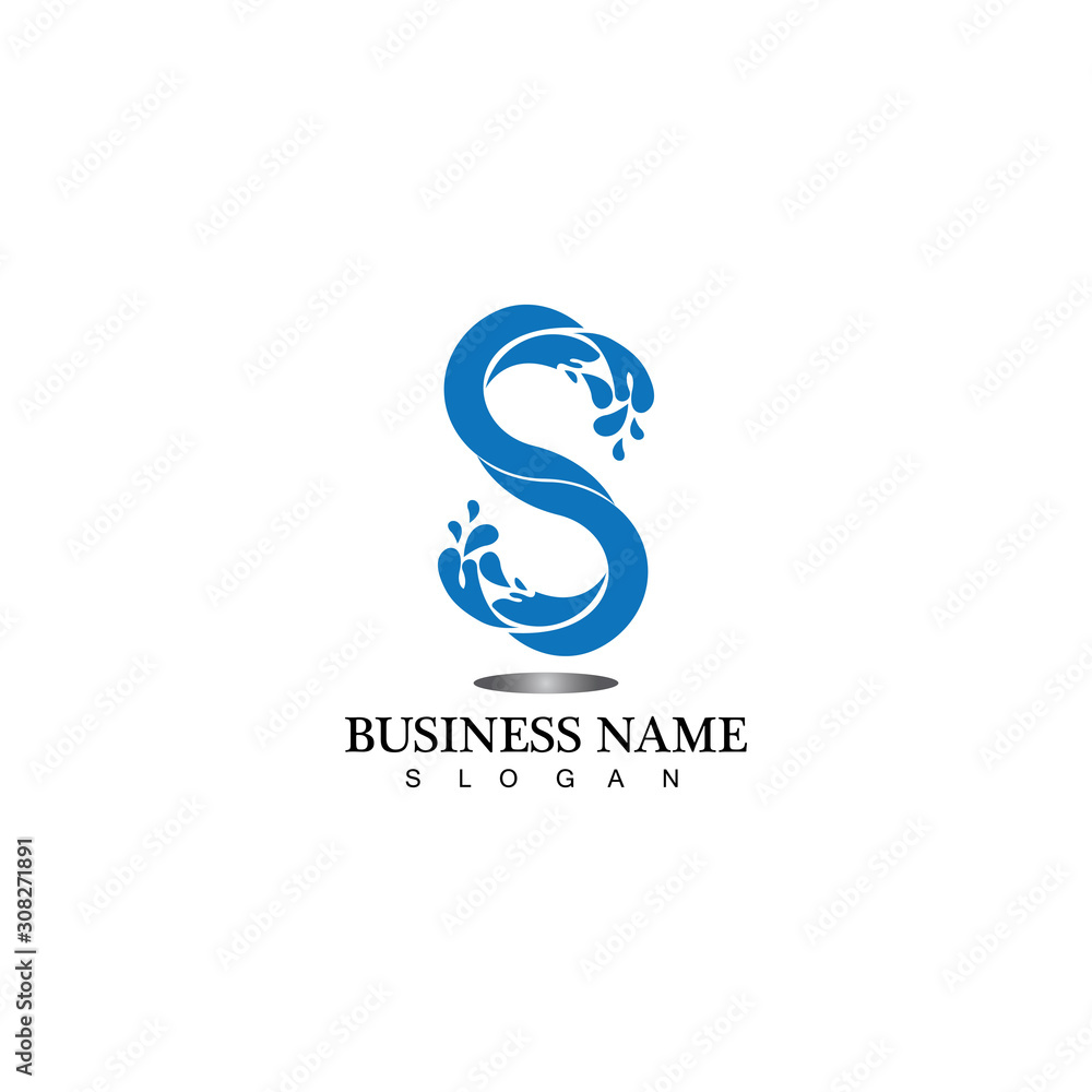 S letter water splash logo design template S letter water splash logo design template