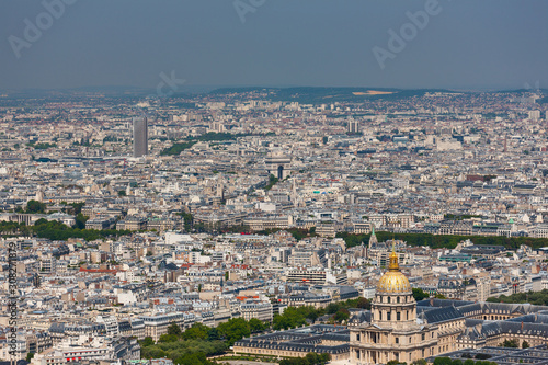 Paris cityscape, Napoleon's Tomb and central Arc de Triomphe, France