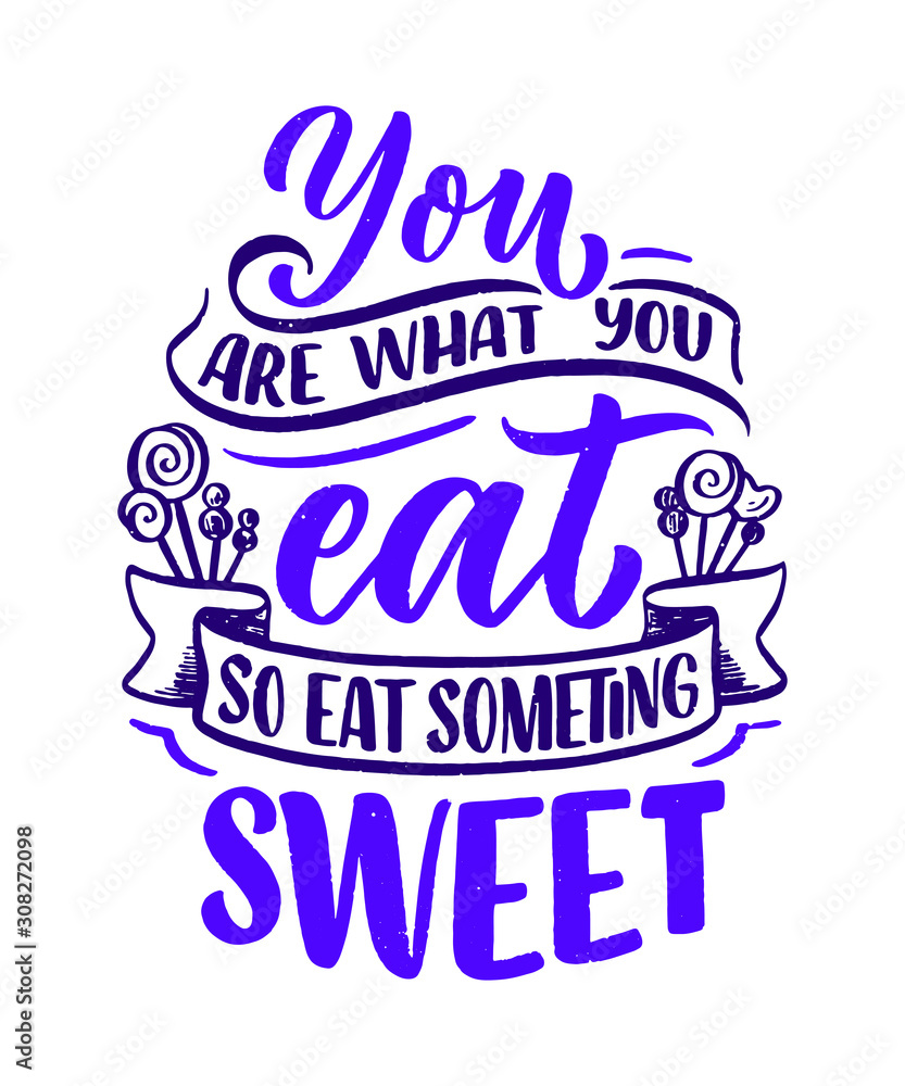 Funny saying, inspirational quote for cafe or bakery print. Embossed tape and brush calligraphy. Dessert lettering slogan in hand drawn style. Vector Funny saying, inspirational quote for cafe or bakery print. Embossed tape and brush calligraphy. Dessert lettering slogan in hand drawn style. Vector