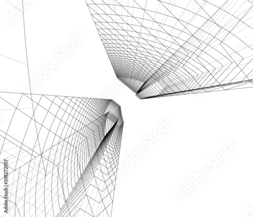 Concept 3d architecture building, vector illustration