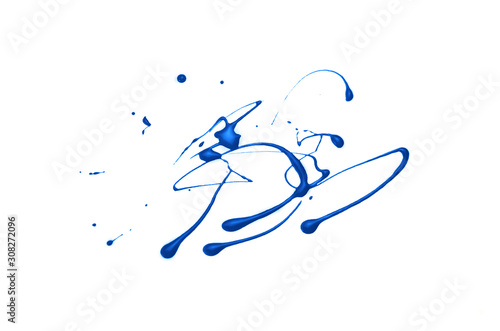 Abstract Trendy Blue splashes on white background. Isolated.