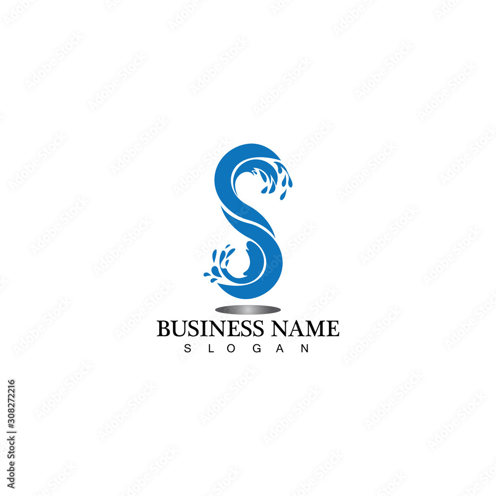 S letter water splash logo design template S letter water splash logo design template