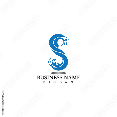 S letter water splash logo design template