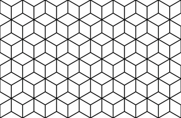 Fototapete Schwarz-weiße geometrische Muster Isometrische Würfel Geometrisches Linienmuster  © Thawatchai