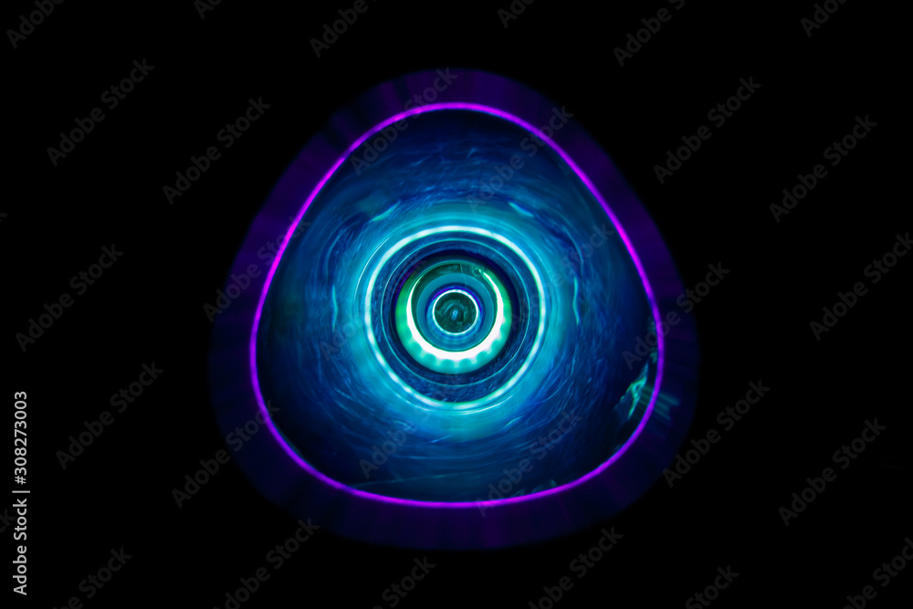 Sound waves in the dark in violet color Sound waves in the dark in violet color