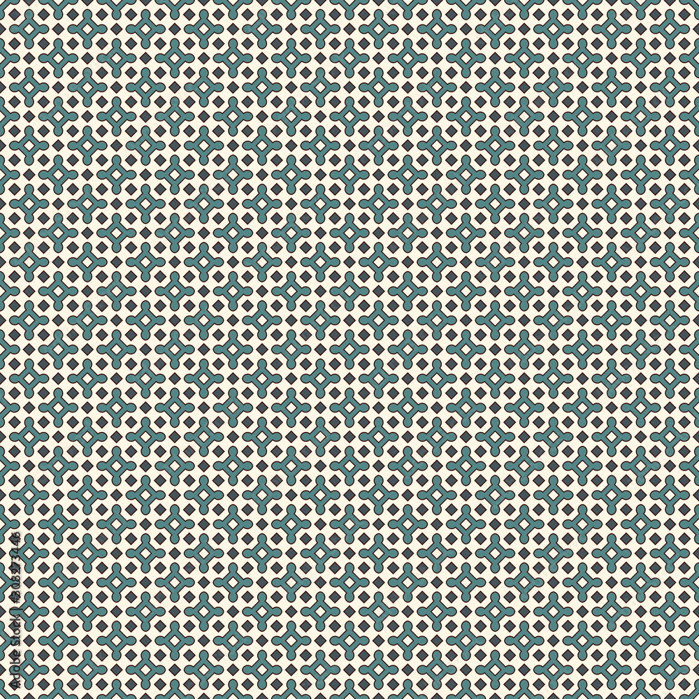 Blue seamless pattern with repeated geometric figures. Ornamental abstract background. Oriental motif.