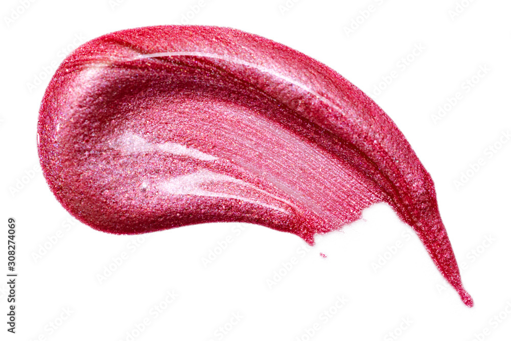 Lip gloss sample isolated on white. Smudged red lipgloss Lip gloss sample isolated on white. Smudged red lipgloss