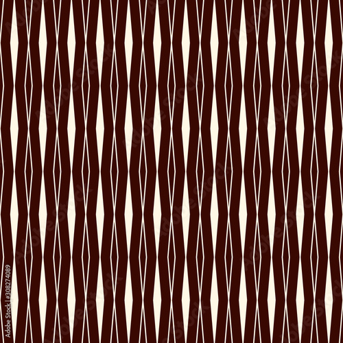 Outline wavy vertical repeated lines abstract background. Seamless pattern with thin striped geometric ornament.