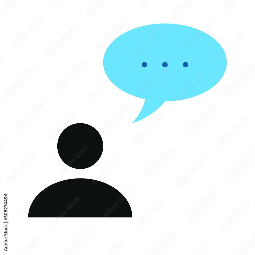 communication symbol. simple vector chat sign of human and speech bubble communication symbol. simple vector chat sign of human and speech bubble