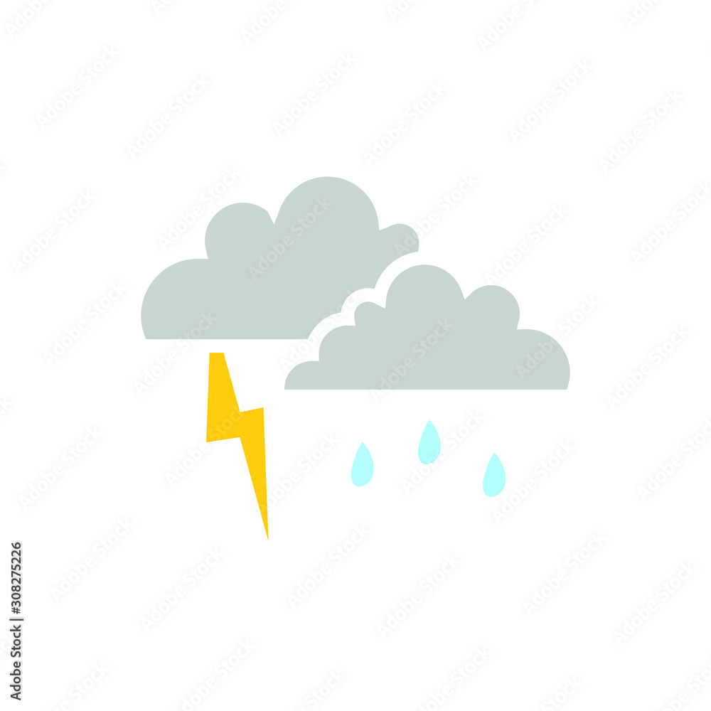 simple vector icon of clouds. stormy weather. raining with lightning simple vector icon of clouds. stormy weather. raining with lightning