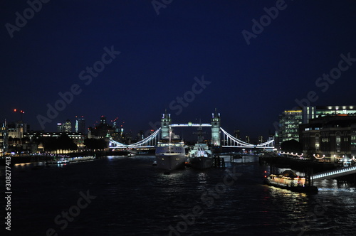 London by night, londyn, noc, tower bridge, london bridge, most, bridge, london eye