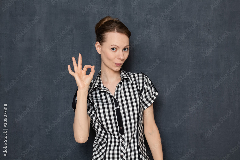 Portrait of girl showing okay or zero gesture Portrait of girl showing okay or zero gesture
