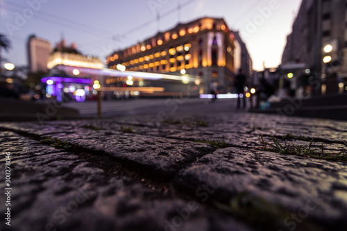 Fotografia Piso de paralelepípedo no centro histórico de São Paulo.