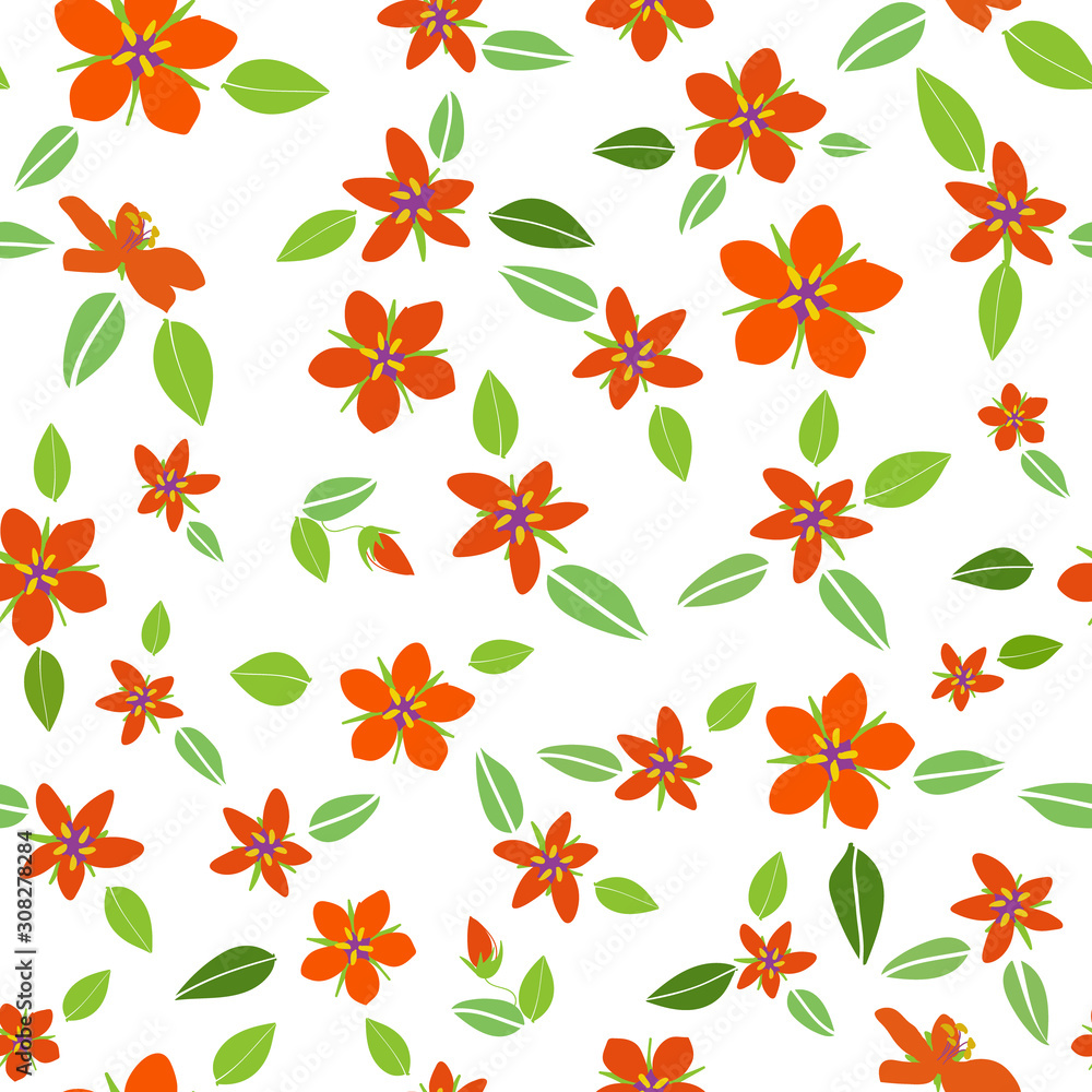 Scarlet pimpernel seamless repeat pattern Scarlet pimpernel seamless repeat pattern