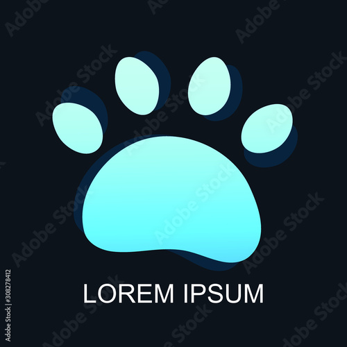 gradient paw print. vector logo