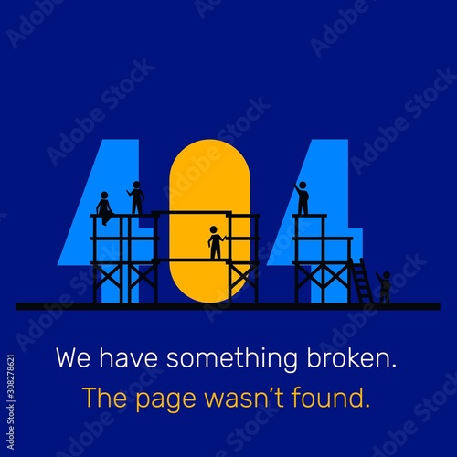 Vector creative night template of found 404 error page with scaf