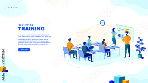 Trendy flat illustration. Business brief, presentation or training page concept. Teamwork metaphor. Education. Learning. Knowledge. Template for your design works. Vector graphics.