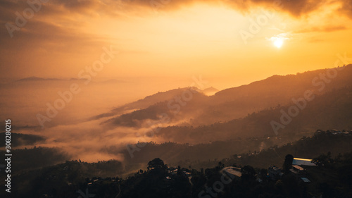 Sunset above mountain in valley Himalayas mountains © Raimond Klavins