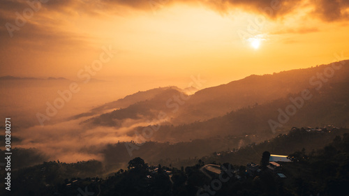 Sunset above mountain in valley Himalayas mountains © Raimond Klavins