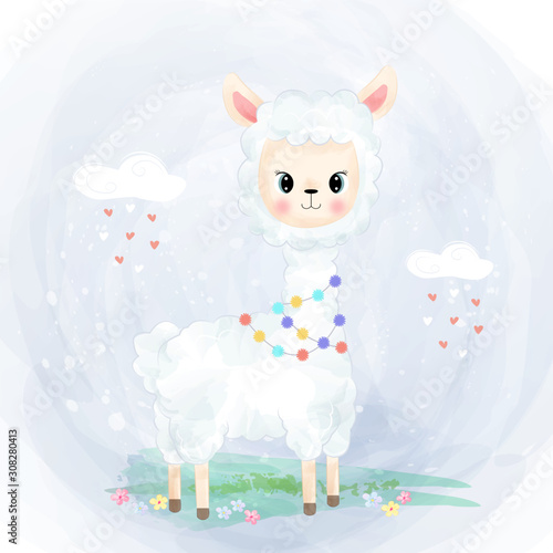 cute llama illustration