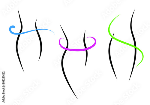 Body weight loss concept. Feminine silhouettes