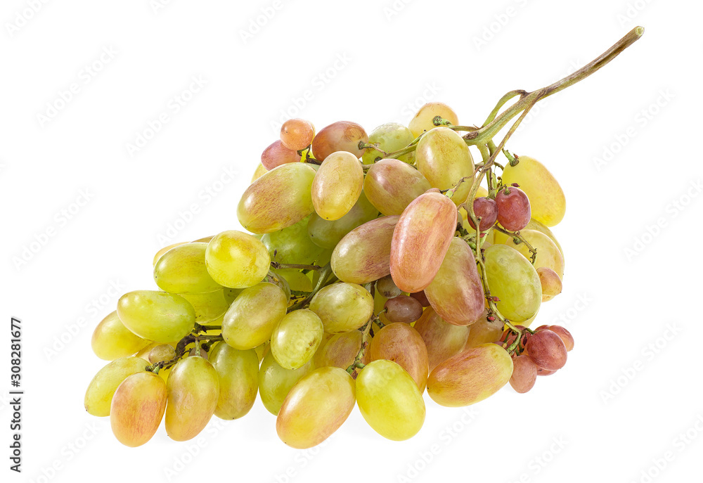 Bunch of ripe grapes isolated on a white background