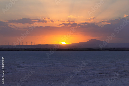 Beautiful sunset over the Salt Lake, Larnaca, Cyprus © Monktwins