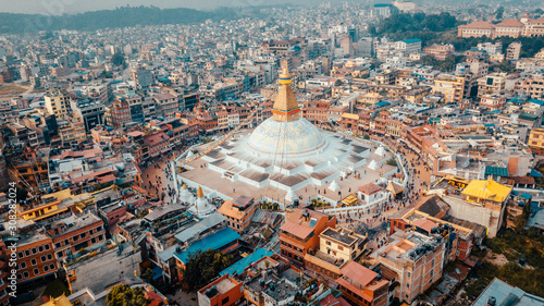 Fotografie Stupa Bodhnath Kathmandu Nepal photo from air