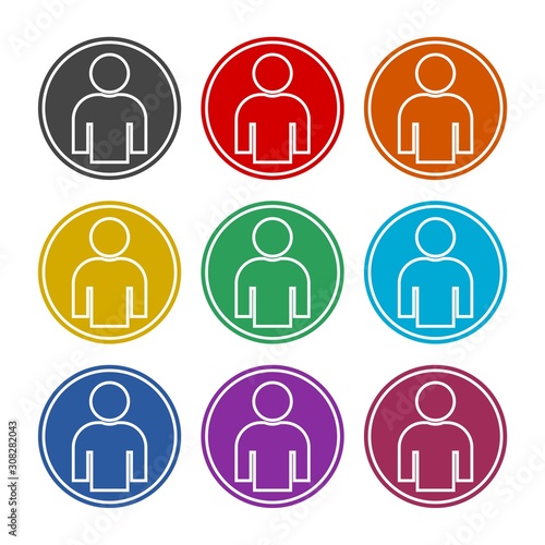 People, person color icon set isolated on white background
