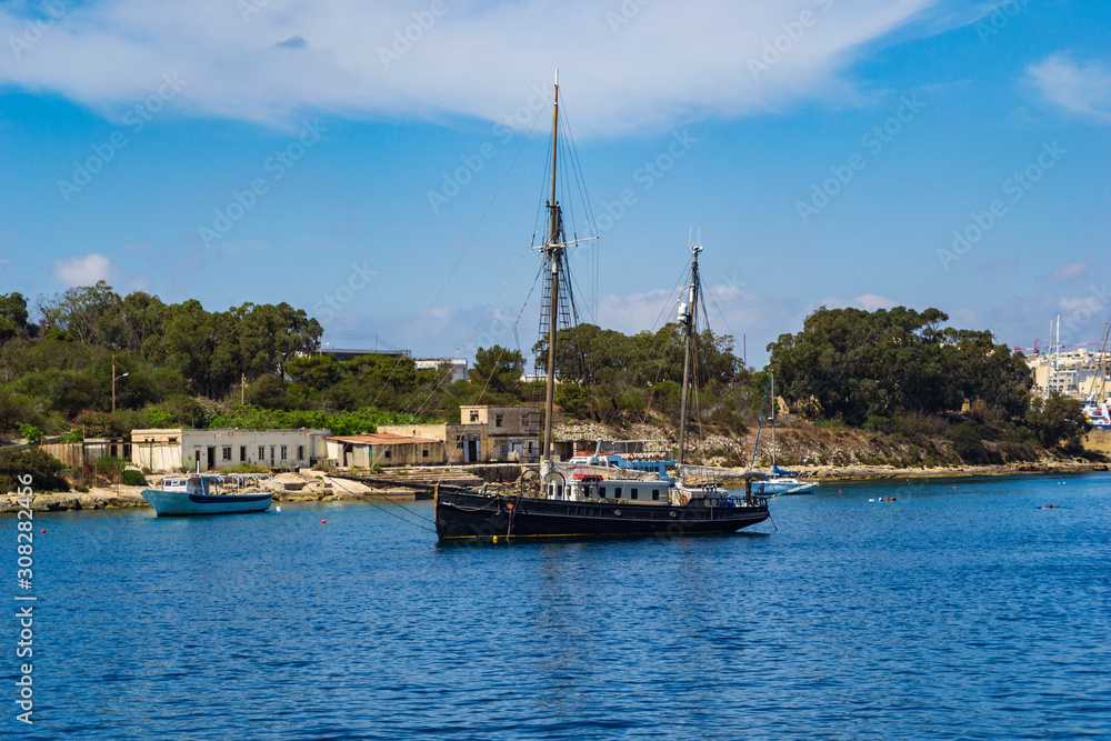 Sailing boat in Marsamxett Harbour, Malta