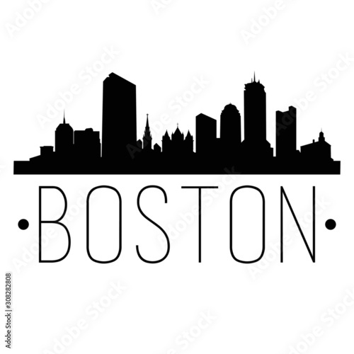 Boston Massachusetts Skyline Silhouette City Design Vector Famous Monuments.