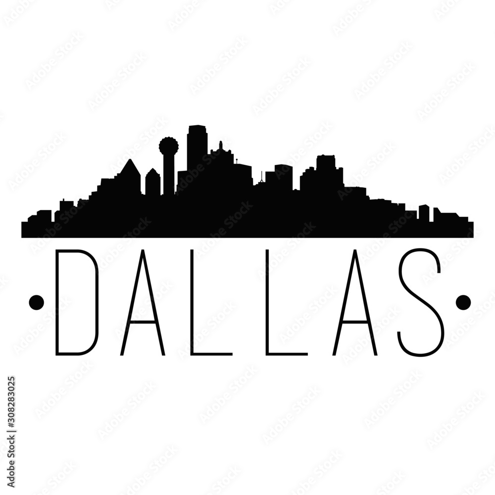 Dallas Texas Skyline Silhouette City Design Vector Famous Monuments.