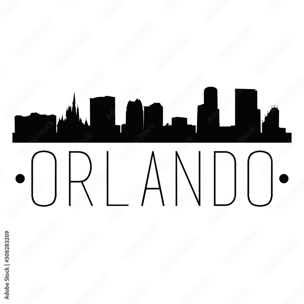 Orlando Florida Skyline Silhouette City Design Vector Famous Monuments