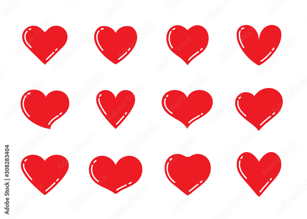 Set of red and pink heart shaped symbols. Collection of different romantic heart icons for web site, sticker, label, tattoo art, love logo and Valentines day. Set of red and pink heart shaped symbols. Collection of different romantic heart icons for web site, sticker, label, tattoo art, love logo and Valentines day.