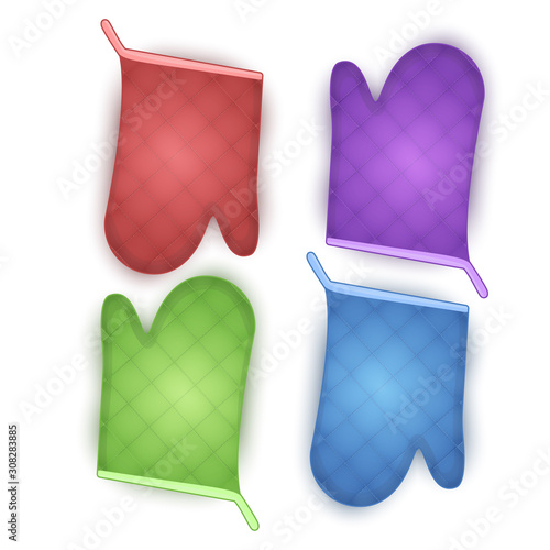 Set of Oven glove and potholder isolated on white background, Vector eps 10 format