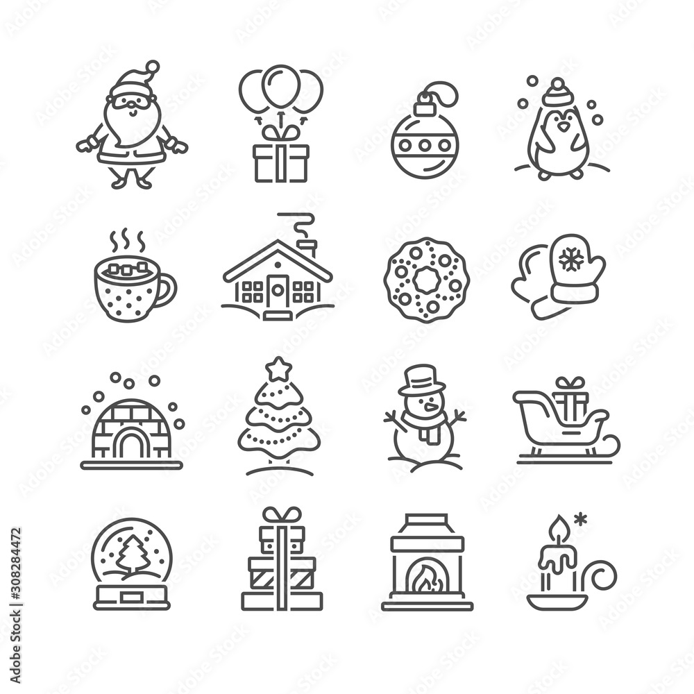 Set of Christmas icons for design and decoration Set of Christmas icons for design and decoration