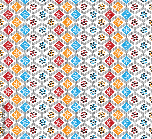 Colorful tribal style seamless pattern for textile/fabric print. 