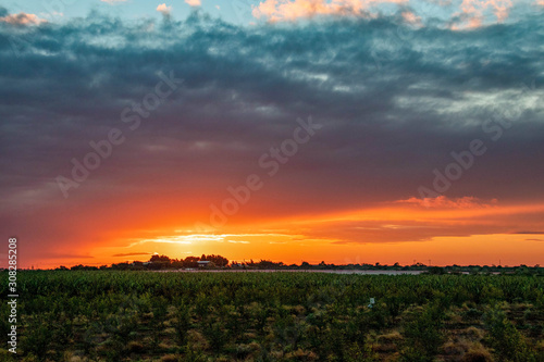 sunset on river