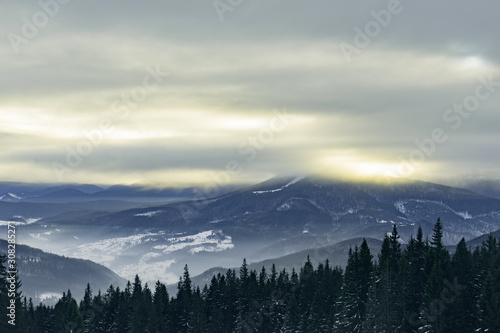 Carpathian Mountains sky sunset mist