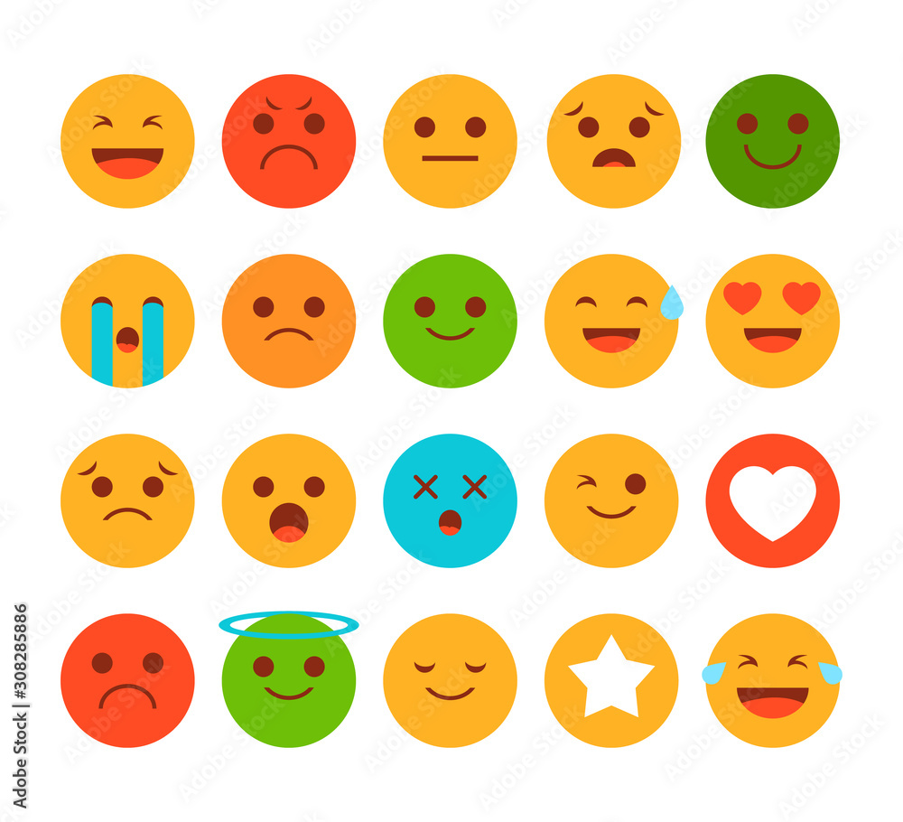 Emoji collection. Happy yellow face set vector isolated Emoji collection. Happy yellow face set vector isolated